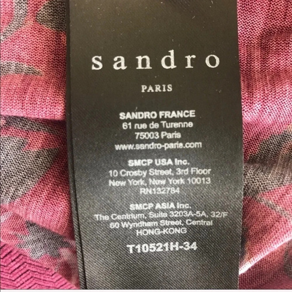 NWOT Sandro Cherry Long Sleeve Cotton Jersey Top Casual Women’s Small - Picture 6 of 7